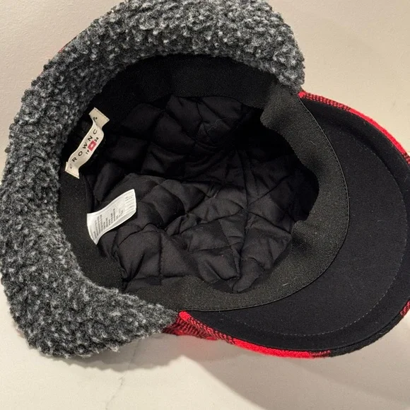 Crowncap- Red and Black Buffalo Plaid Cap with Earflaps - Picture 6 of 8